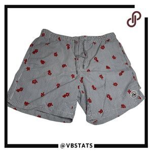 SurfCuz‎ Men's Floral Pattern Swim Trunks Blue Size Medium